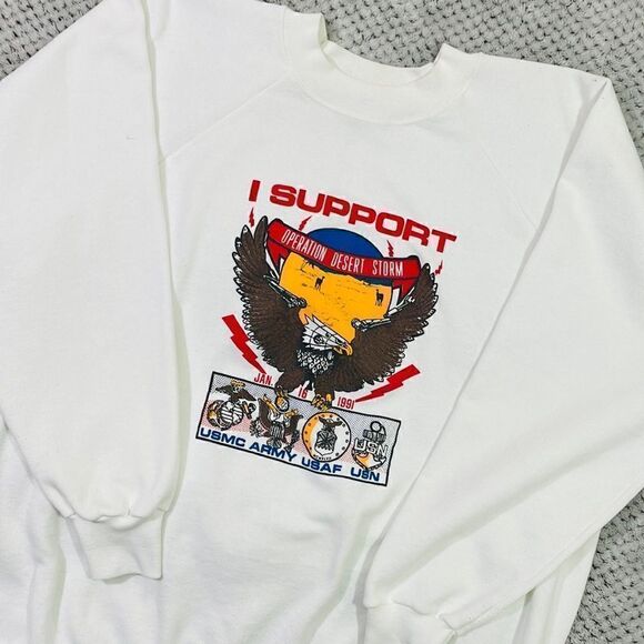Vintage 1991 “I Support Dessert Storm” Crewneck Sweater - Picture 1 of 6